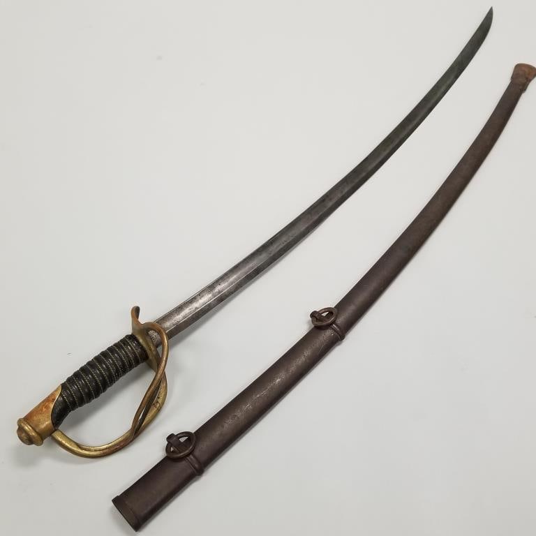 Mansfield & Lamp U.S. Civil War cavalry saber w/ scabbard- dated 1864- 42 1/2" overall length (1 of 13)