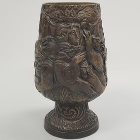 Alvar Sunol Munoz- Ramos large bronze vase "Los Cuartro Elementos" 19 1/2"H 11 1/2"D- 43 lbs- w/