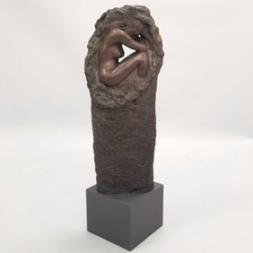 Stephen Potter signed bronze sculpture "Anwen" on wooden base with paperwork- 24 1/2"H 10"W 5 1/2"D