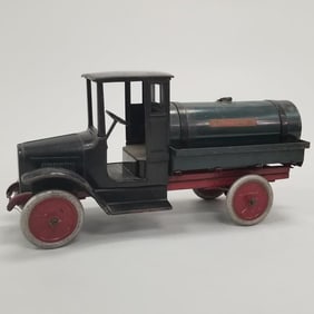 Buddy L Tank Line tanker truck (as seen- some paint loss, etc) 25"L