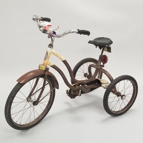 "Happy Time" large chain drive tricycle with accessories- circa 1955 (as seen) 33 1/2"H 48"L 23"W