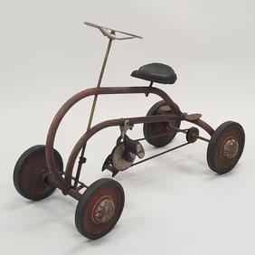 Aerodynamic V-Belt drive tubular pedal car- circa 1948 (as seen) 30"H 38"L 18"W