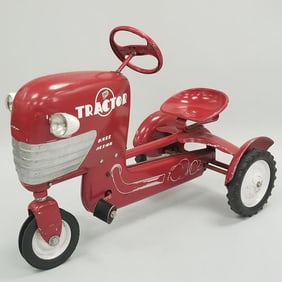 BMC pedal tractor- circa 1950 (as seen- fantasy headlights, etc.) 27"H 38"L 20"W
