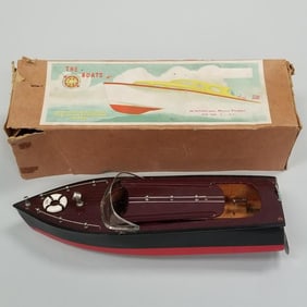 International Models Product "The Boats" toy boat in box (some roughness to box) 4 1/4"H 13"L 4"D