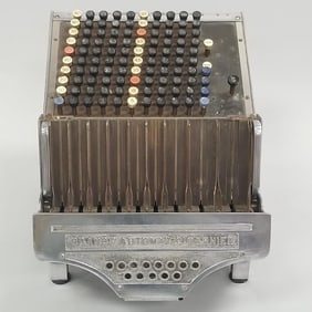 Brandt "Oriental Dragon" Automatic Cashier nickel plated machine- 11"H 10 1/2"W 13 3/4"D- working