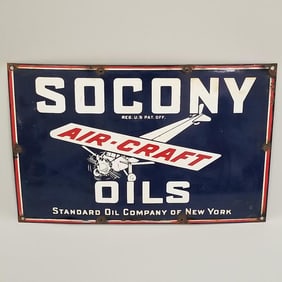 Socony Air Craft Oils- Standard Oil Company of New York porcelain advertising single sided sign-