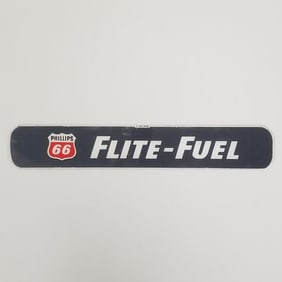 Phillips 66 Flite-Fuel glass advertising pump sign 3 1/2"H 20 7/8"W
