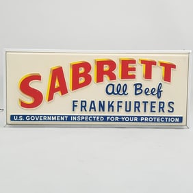 Sabrett All Beef Frankfurters light-up advertising sign- 15"H 38"W