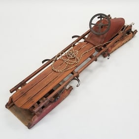 Vintage Fleetwing Bob wooden bobsled- 21"H 71"L 22"W