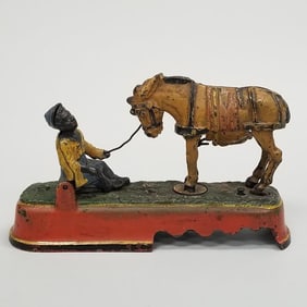 Antique "Always Did' Spise a Mule" mechanical bank with original paint- 6"H 10"L