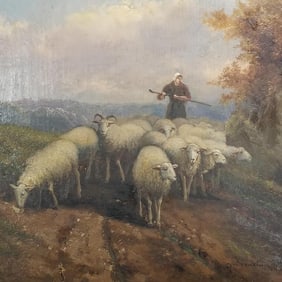 Jef Louis van Leemputten (Belgian) signed oil painting on board- 10"H 11"W OD framed