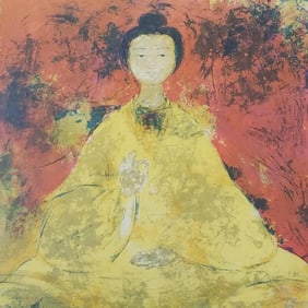 Vu Cao Dam color lithograph "The Blossoms" pencil signed & dated 1971(as seen- artwork slid down in