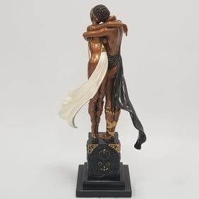 Erte signed bronze figural group "The Lovers"- 20 1/2"H 11 3/4"W