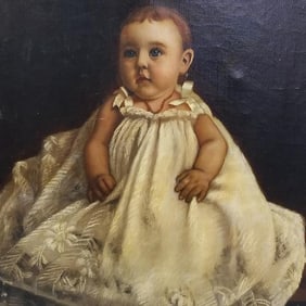 C.S. Hatch unframed signed oil painting on canvas- baby- 28"H 22"W