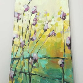 Jill Van Sickle oil painting on canvas- signed on reverse "Spring Walk"- 40"H 20"W