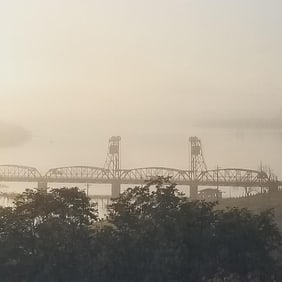 W.W. Wahlberg signed photograph (?) Stillwater- bridge- 19"H 24 1/2"W OD framed