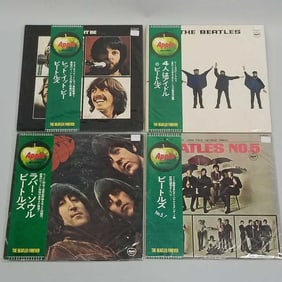 4 vintage Beatles record albums Japanese press Let it Be, Forever, No. 5, Rubber Soul