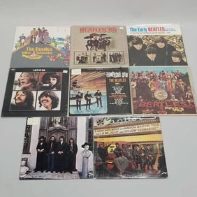 8 vintage Beatles record albums: Yellow Submarine, '65, Early Beatles, Let It Be, etc.