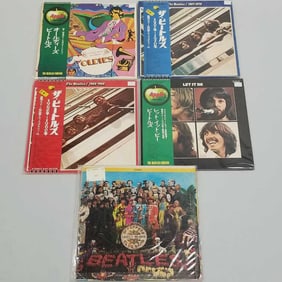 5 vintage Beatles record albums incl 4 Japan press: Let It Be, 1962-1966, 1967-1970, Oldies, etc.