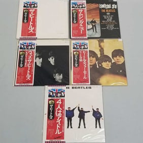 5 vintage Beatles record albums Japan press: With the Beatles #2, Beatles for Sale #4, Help #5, The