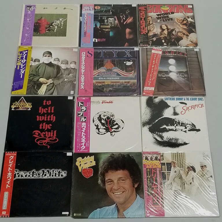 12 record albums some Japan press: REO Speedwagon, Scorpions, Rush, Stryper, Styx, The Doobie (1 of 14)