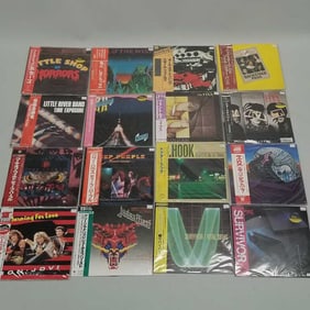 16 record albums Japan press: Emerson Lake Palmer, Deep Purple, Bon Jovi, Judas Priest, Survivor,