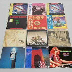 12 record albums mostly Japan press: Jefferson Starship, Jefferson Airplane, King Crimson, etc.