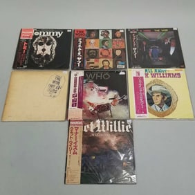 7 record albums Japan press- The Who, Tommy soundtrack, Hank Williams, Wet Willie, etc.