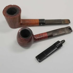 2 Charatan handmade pipes: Belvedere 6" length & Selected 7" length with extra stem