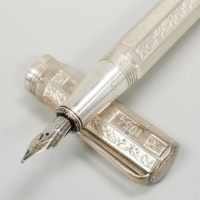 Montegrappa 80th anniversary L.E. sterling silver fountain pen with 18K gold nib & sterling silver