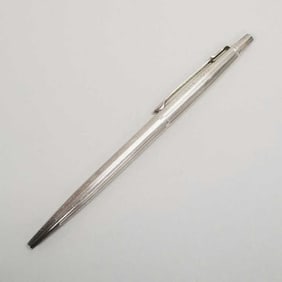 Patek Philippe Caran d'Ache silver tone ball point pen with case & box- box 1 1/4"H 7 1/4"W 2 5/8"D