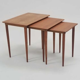 Set of 3 Danish teak nesting tables- 19 1/4"H 22 3/4"W 14 1/2"D largest
