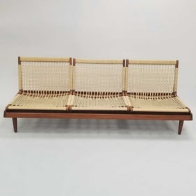 Hans Olsen for Bramin Denmark "TV161" modular bench/ sofa incl 3 removable woven low chairs on
