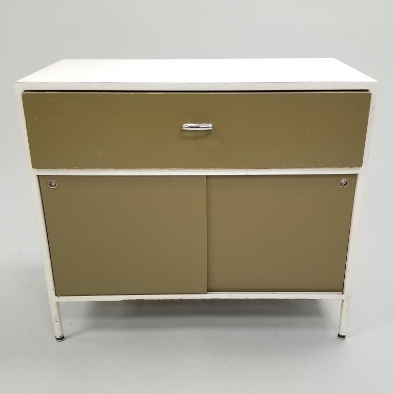 Herman Miller steel frame cabinet with drawer & sliding doors (some as seen) 29 1/2"H 33 1/2"W 18"D (1 of 10)
