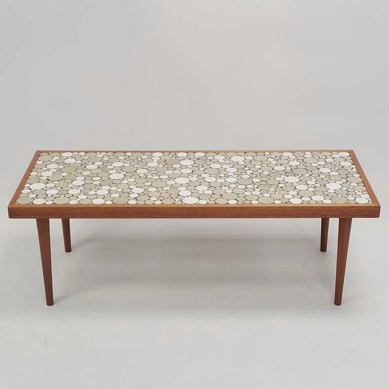Rare Gordon & Jane Martz teak & medallion tile coffee table- 16 1/2"H 47 3/4"W 19"D (1 of 12)