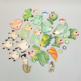 Collection of plaster mid-century modern fish plaques- 8 1/2"H 5 1/4"W largest