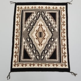 Navajo rug- Two Grey Hills- weaver Mary Begay Shiprock, N.M.- 25" x 32"
