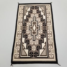 Navajo rug- Two Grey Hills- weaver Etta Smiley Rockport, AZ- 35" x 59"