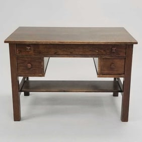 Mission oak library table- 30"H 42"W 26 1/4"D