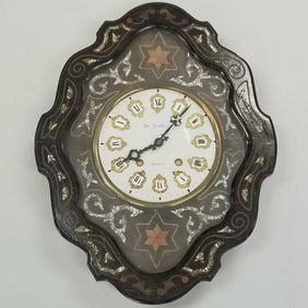 JH Doret- Verdun clock with mother of pearl inlaid accents- 24"H 19"W 3 3/4"D