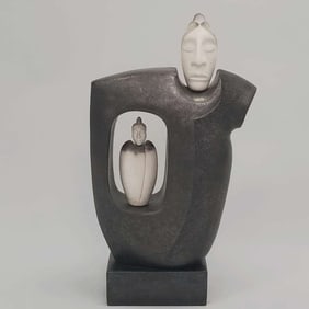 Pat & Ken Larson- Sturgeon Lake, MN sculpture on base (signed & dated 2005 on bottom) 22 3/4"H 16"W
