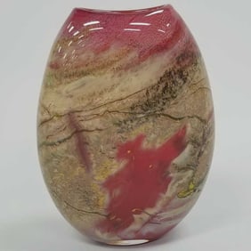 Davis Glass signed & dated '04 art glass pillow vase- 10 1/2"H 7 1/2"W 2 3/4"D