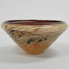 Davis Glass signed & dated '04 art glass- 4 3/8"H 9 1/4"D