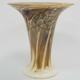 Davis Glass signed & dated '01 art glass vase- 11 1/2"H 10 1/4"W