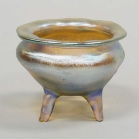 Tiffany Favrile signed LCT & numbered 2031 art glass salt- 1 3/4"H 2 3/16"D