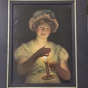 Antique KPM? Knoeller signed hand painted porcelain framed plaque- 16 1/2"H 14 1/2W O.D.; plaque-