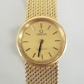 Omega 18K gold ladies watch & band- 43.5g total (weight includes movement) 7" interior circumference