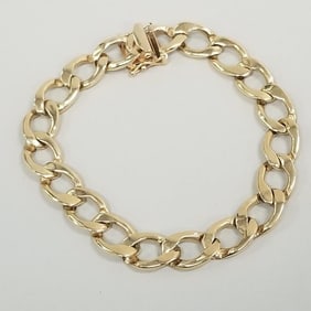 14K gold link bracelet; 42.6g- 9"L