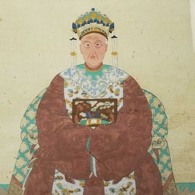 Large hand painted ancestral portrait- 60 1/2"H 35"W framed O.D.