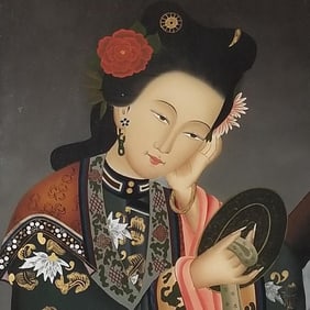 Chinese reverse painting on glass- 22 1/4"H 15 1/2"W